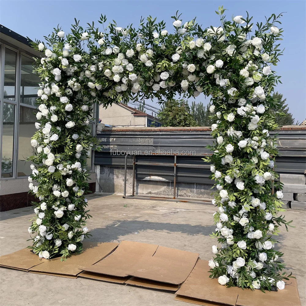 EFR Wedding Decor Wedding Aisle Half Circle Arch Silk Flower Floral Artificial White pink Flower Table Garland Arch Runner