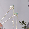 Chinese Style Retro Ping'an Safty Imitation Jade Hairpin Chopsticks Metal Hair Sticks Pan Hair Hairpin Headwear Hair Clip