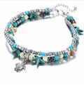 FineMe Starfish Turtle Anklets Multiple Layered Boho Gold Chain Anklet Heart Beach Turquoise Stone Charm Anklet
