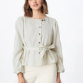 Plus Size Long Sleeve Shirts Women's Button-Down Round Neck Clothing Simple Office Clothing Shirts Elegant Solid Color  Shirts