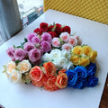 New Style U-3398 Artificial White Silk 9 Heads Rose Bouquet Flower for Home Wedding Decoration