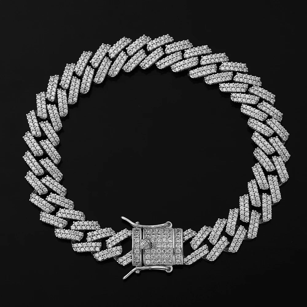 Hip Hop Iced Out Popular Jewelry 925 Silver White Zircon Bracelet for Men and Women