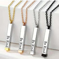 Zhongzhe Jewelry Custom Bar Pendant Necklace Stainless Steel Box Chain Waterproof Necklace Blank Engrave Name Date Logo Necklace