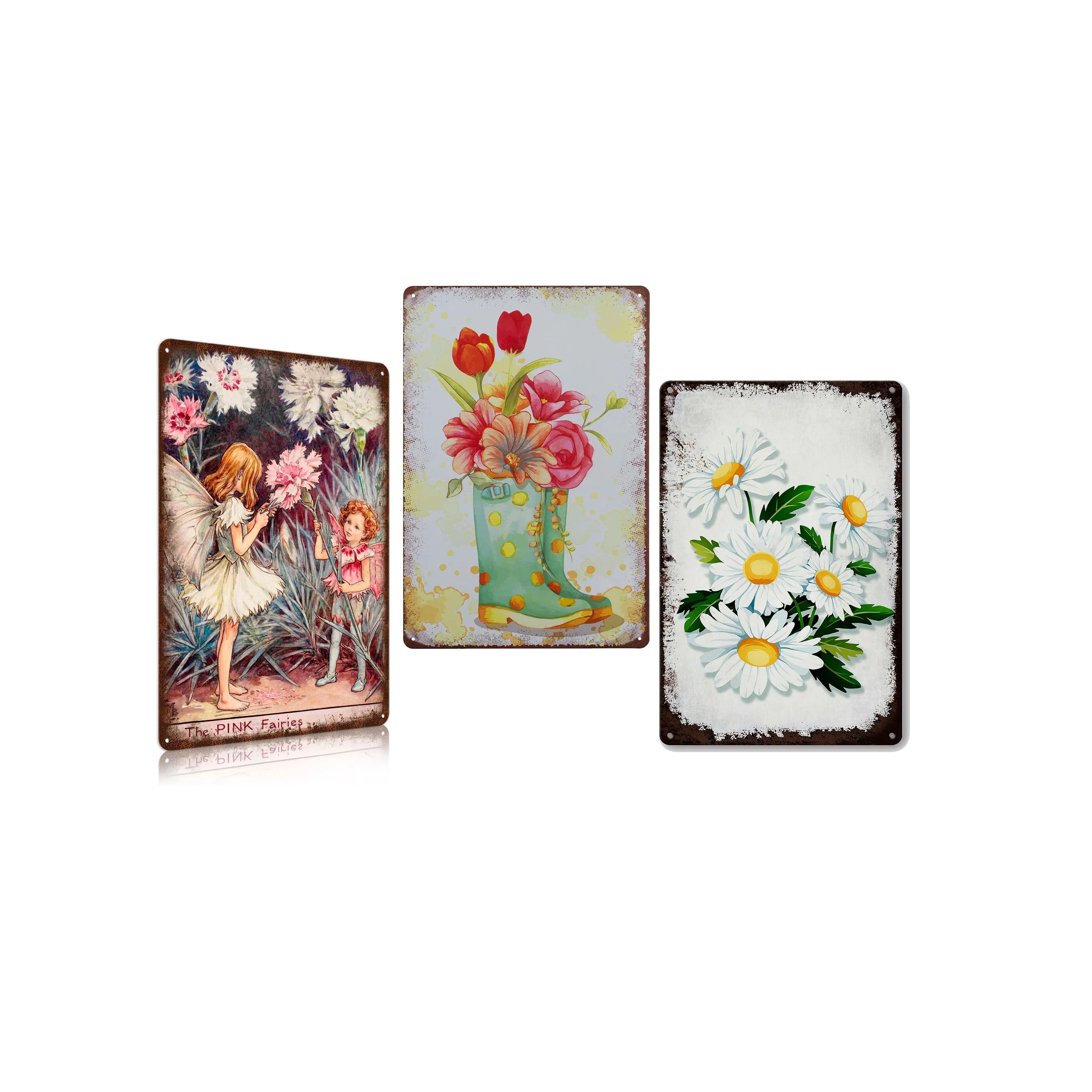 2024 Garden Vintage Tin Sign Home Wall Decor Aluminum Metal Poster 30*20cm Angel Flower Metal Tin Sign