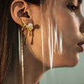 Hot Trendy Silver Color Pearl Metal Irregular Stud Earrings Fashion Jewelry Lava Drop Earrings for Women