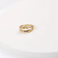 Stainless Steel Minimal Jewelry Irregularity Band Ring Bamboo Textured Double Band Ring Gold Plated