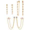 Simple Long Chain Tassel Stud Earring With Round CZ Paved Earrings