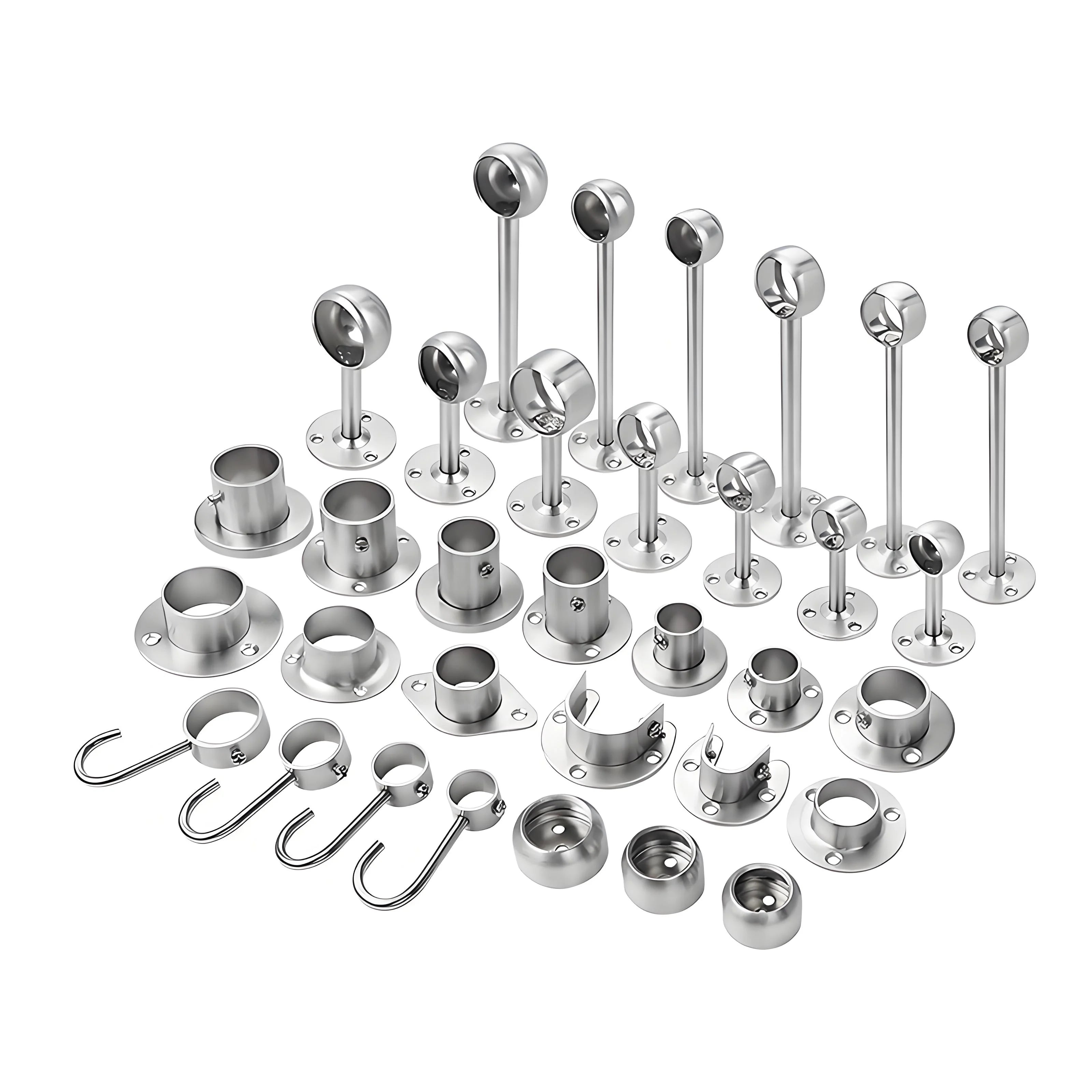 Modern L-Shape Stainless Steel Wall Bracket Stamping Rod End Holder for Wardrobe Rails Bulk Hollow Shelf Support Rail Bracket