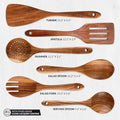 Wholesale 6-Piece Wooden Spoons Teak Wooden Utensil Non-Stick Wooden Cooking Utensils