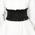 Women's New Fashion Extra Wide Leather Belt with Lace Waist Seal Decorative and Alloy Buckle