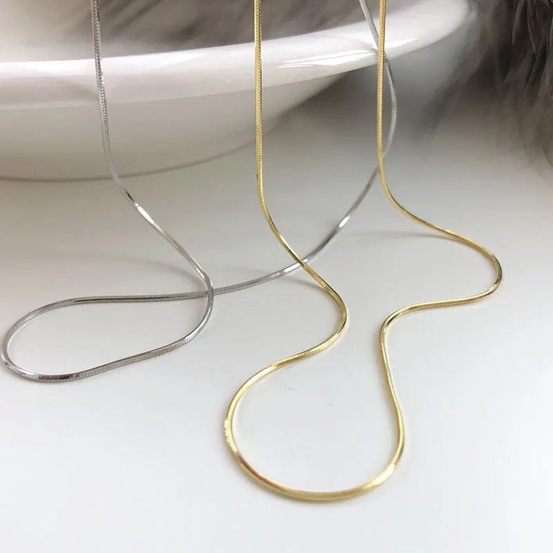 925 Sterling Silver Dainty Stackable Snake Bone Chain Necklace for Women Elegant Layering Jewelry Ideal for Everyday Wear