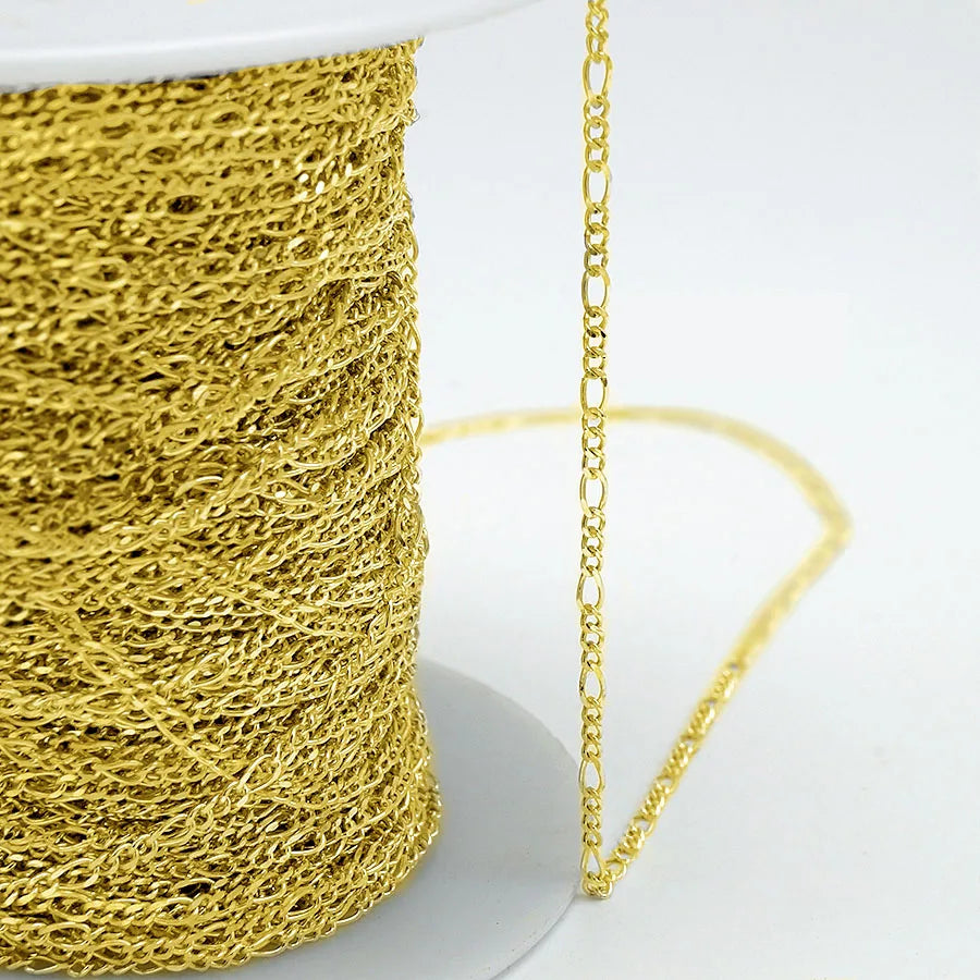 1.6mm Figaro Link Chain Necklace 18K Gold Plated Figaro Chain for Men Women Bracelet Necklace Choker Making