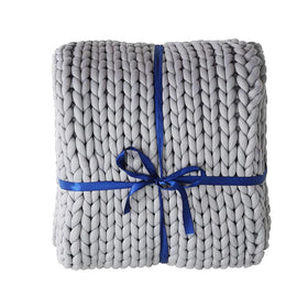 Kingworth Customizable Gray Deep Sleep 100% Cotton Breathable Handmade Chunky Knit Weighted Blanket Winter Blanket