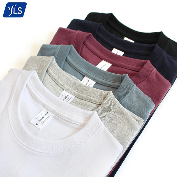 YLS Wholesale 265Gsm 100% Cotton Knitted Eco-Friendly Oversized Custom Design Crewneck Blank Men's T-Shirt