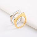 European Fashion Minimalist Couples 304 Stainless Steel Plating Gold Glossing Geometric Rings
