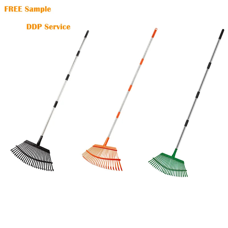 25 Tines Adjustable Handle Telescopic Quick Clean up Lawn and Yard Steel Garden Rake