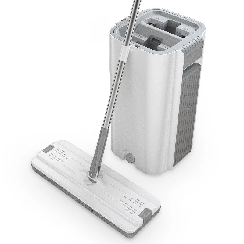 Modern Household Lazy Mop Bucket Set with Steel Pole Square Wooden Floor Wiper Mop for Rotation