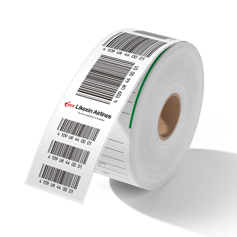 Airport Baggage Disposable White Label Waterproof Thermal Paper Manufacturer on Sticker for Airline Luggage Tag