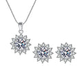 Bright S925 Sterling Silver Appointment Pedant Necklace and Earrings Round Cubic Zirconia Jewelry Set for Women Jewelry