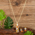 Hawaiian Hot Selling Gold Plating Zinc Alloy 3 Colors Flower Women Necklace and Earrings Set Wholesale
