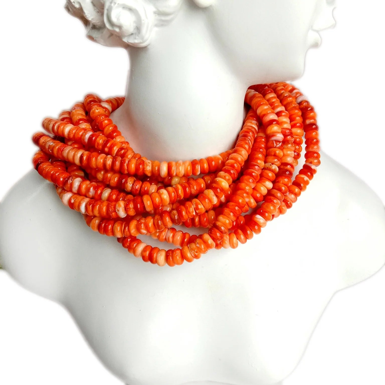 5mm Spiny Oyster Rondelle Beads for Jewelry Making Bright Orange Color Mexico Origin