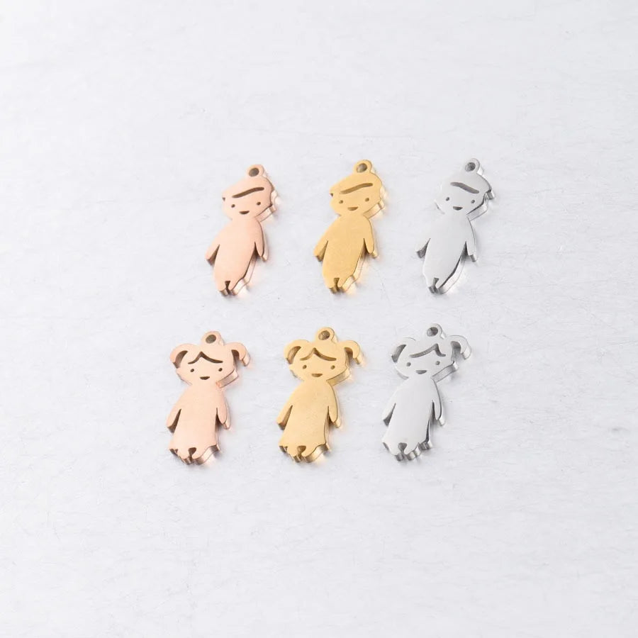 Fashion Jewelry Accessories Jewelry Findings Stainless Steel Boy and Girl Charm pendant Charm 18k Gold Platedrose Gold