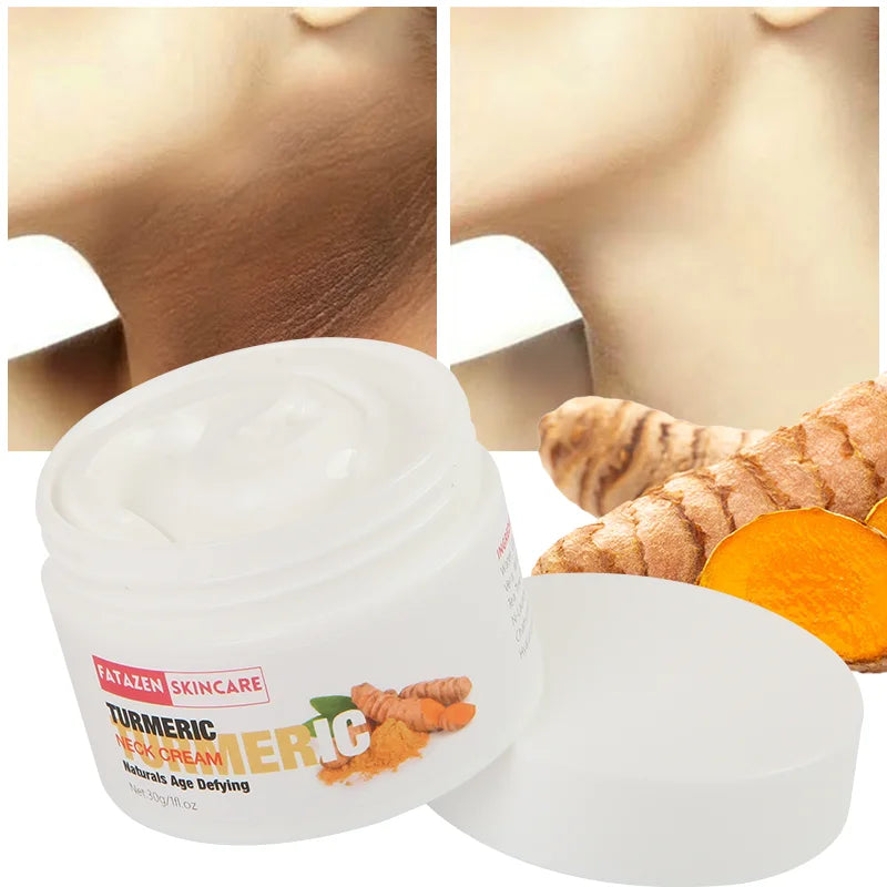 Private Label Turmeric Neck Cream Skincare Anti Aging Rapid Wrinkle Repair Regenerating Moisturizer Lotion Defying Neck Cream