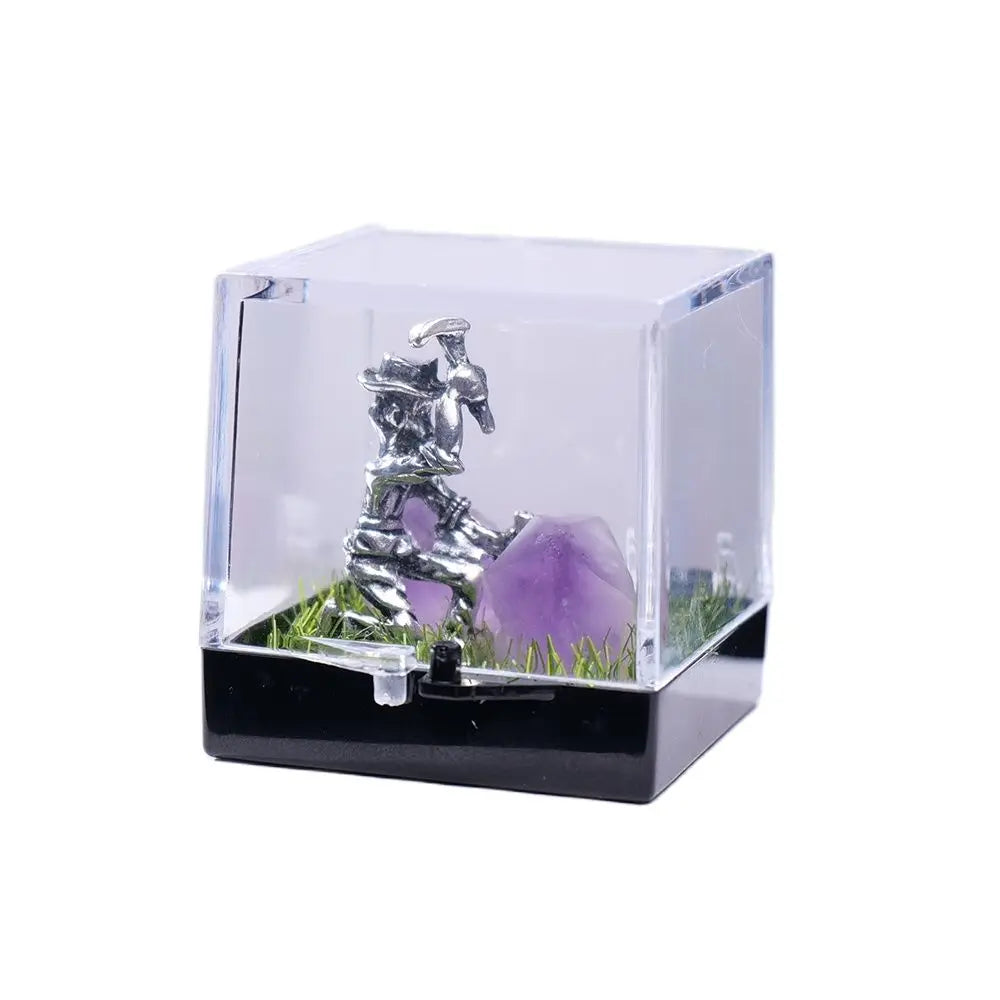 Natural Quartz Crystal Amethyst Malachite Miner Model Ornament Healing Stone Crystal Crafts