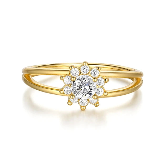 Super Sparkly Engagement Ring S925 Sterling Silvera Ring Beautiful Square Fancy Diamond Flower Ring for Women Girls