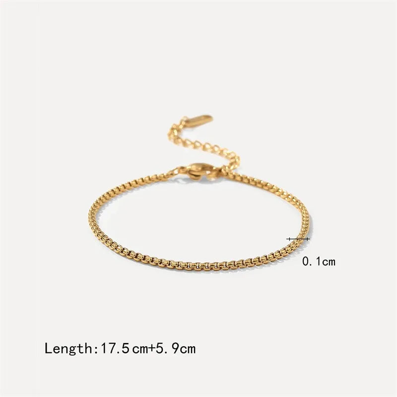 Fashion Simple Women's Jewelry Geometry Gold Snake Box Chain 316 Stainless Steel Adjustable Bracelet Wedding Anniversary Gift