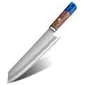 8 Inch Kiritsuke Knife JDH Damascus Kitchen Knife 67 Layers Damascus Steel with Resin Wood Handle Blue