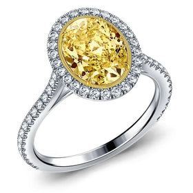 925 Sterling Silver Wedding Ring With 10*8mm Oval Yellow CZ Diamond Platinum Rhodium Plated Jewelry for Women for Parties
