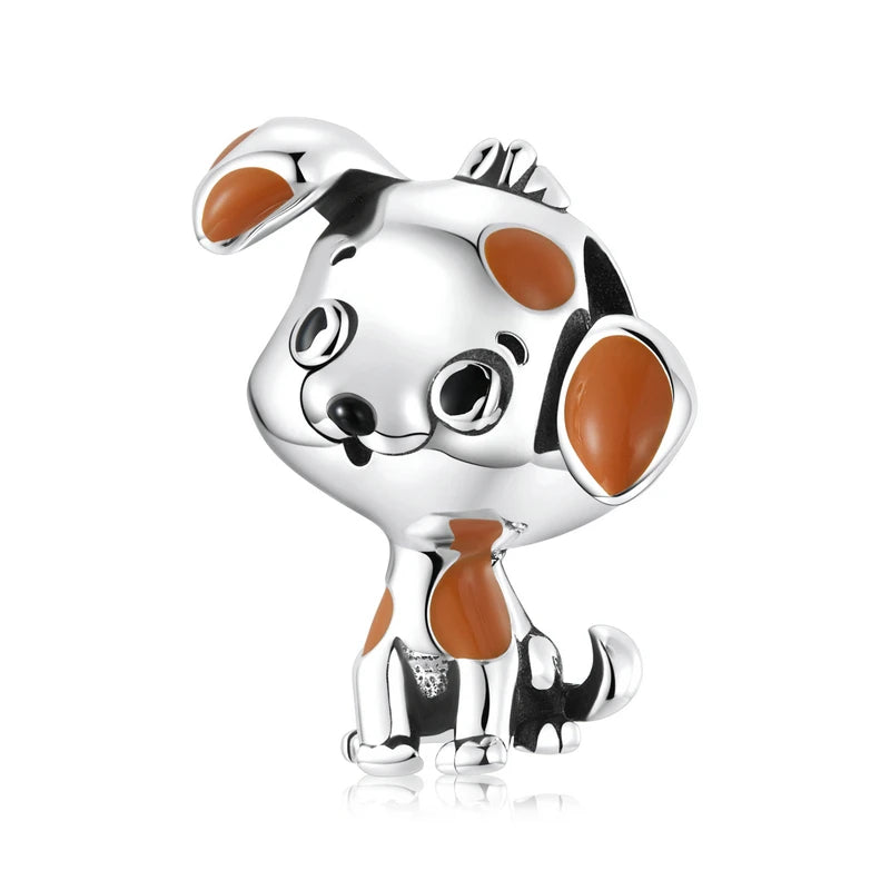Factory 925 Sterling Silver Animals Cute Lively Dog Charm Bead Pendant Fit Original Bracelet Necklace for Women Jewelry SCC2159