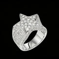 Star Jewelry Design  Men's Hip Hop Style Iced Out Cubic Zircon Stones Star Shape 925 Sterling Silver Ring for Gift Party