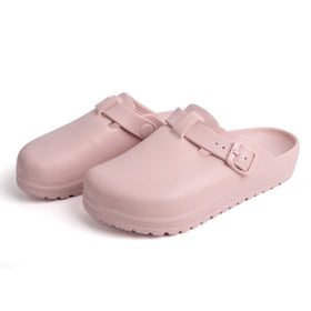 Women and Men Platform Slippers with Close Toe Adjustable Buckle Soft Soles-Summer Indoor Use