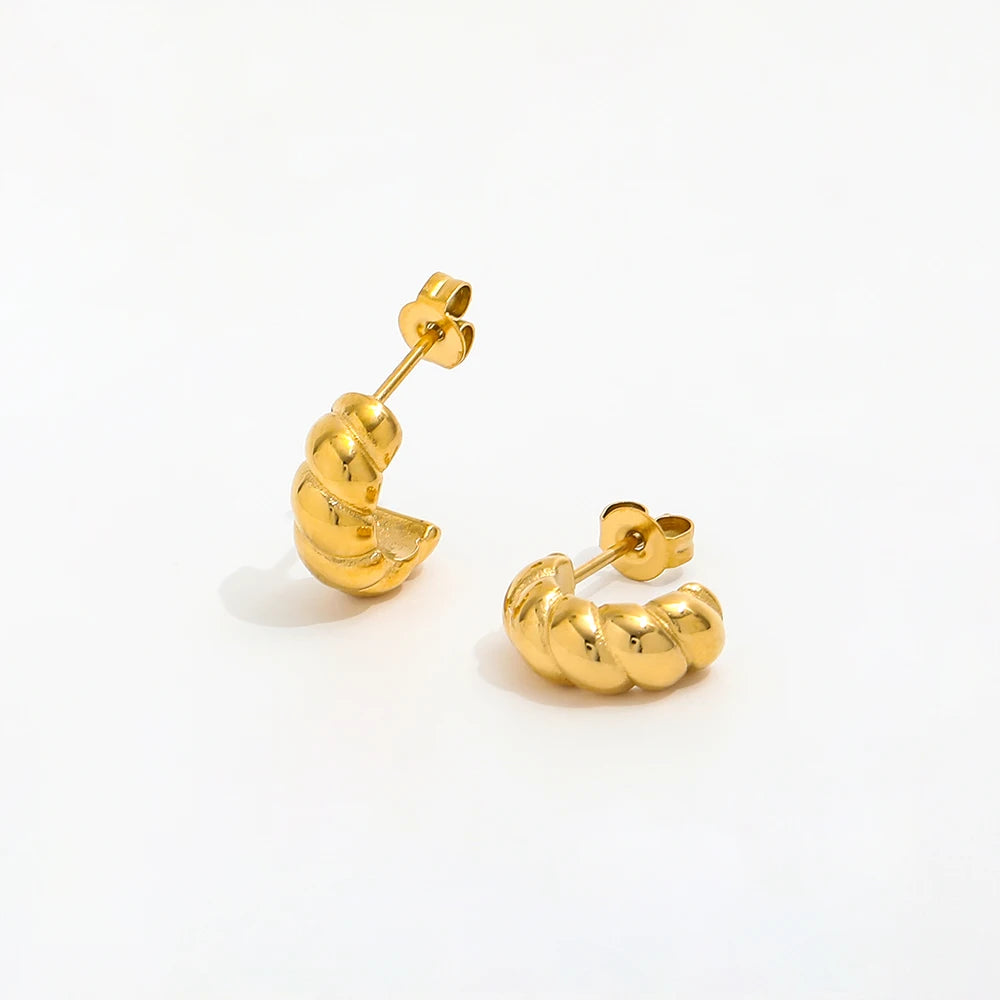 JOOLIM High End 18K Gold Plated Small Twisted Hoop Earring Dainty Earring