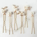 LUOXIN 6PCS Wedding Bridal Pearls Headdress U-Shaped Hair Accessories Wedding Hairpins