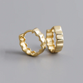 Simple Glossy Punk Wave Ear Buckle 925 Sterling Silver Hoop Earrings Gold Plated Fine Jewelry Trendy Pleated Huggies for Gift
