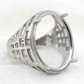 Sterling Silver 16*20mm Semi Mount Men's Ring Frame Empty Blank Claw Setting S925 Base Holder Without Center Stone for DIY Inlay