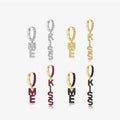 FUAMAY Gold Plated Silver 925 White Rose Black Zircon Wedding Party Pendant Earrings for Women