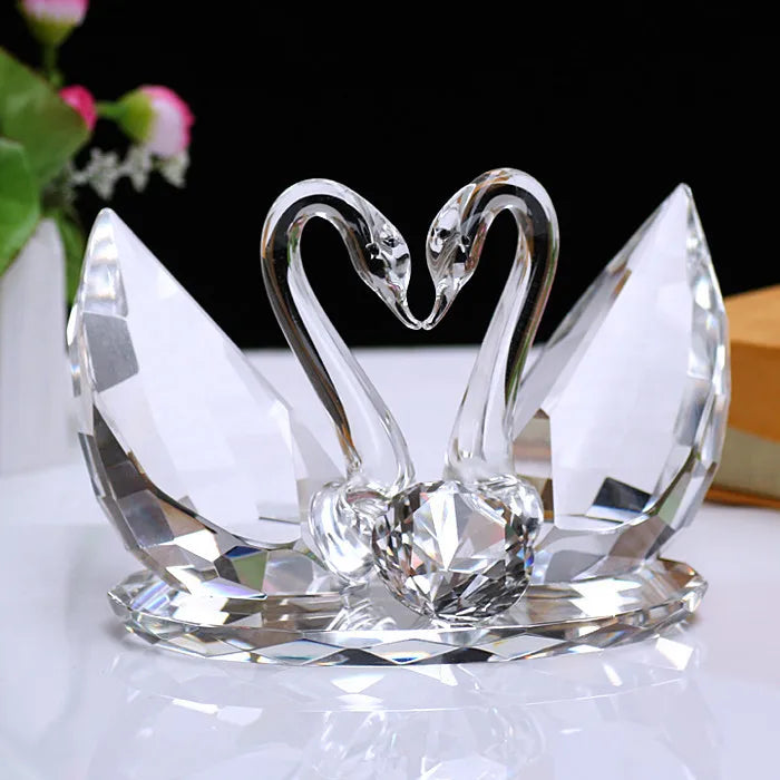Diy Romantic Wedding Favor Clear Crystal Couple Swan Gifts