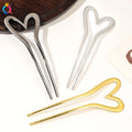 QIYUE U-shaped Love Heart Antique Hair Clip High-grade Metal Hair Clip Simple Hanfu Hair Clip