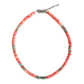Natural 16 inches turquoise and Spiny Oyster 925 Sterling Silver necklace