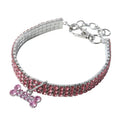 Hot Sale Solid Pattern Pet Necklace Full Cubic Zirconia Crystal Choker Heart Charm Ribbon Decoration Quality Jewelry for Dogs