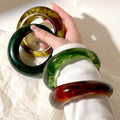 Wholesale Hot Selling Versatile Irregular Colored Resin Transparent Smudge Round Bangle for Women