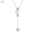 Latest Custom Trendy Modern Geometric Design Drop Pendant Necklace 18K White Gold Real Natural Diamonds Pendant Necklace Jewelry