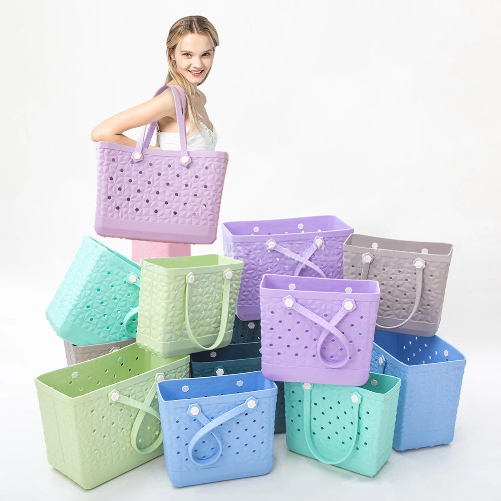 Wholesale Custom Logo Moulding Women Summer Waterproof Large Eva Silicone Jelly Candy Handbag Tote Shoulder Beach Bag