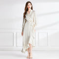 Spring New Women's Fashion and Fashion Satin Lace up Slim Fit Ruffle Edge Irregular Long Dress