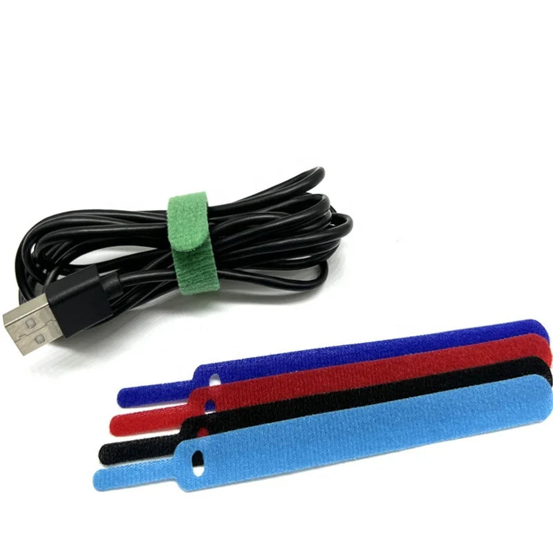 Colorful Self-Grip Fastening Tape Double Side Adjustable Self Locking Back to Back Hook and Loop Cable Tie Strap