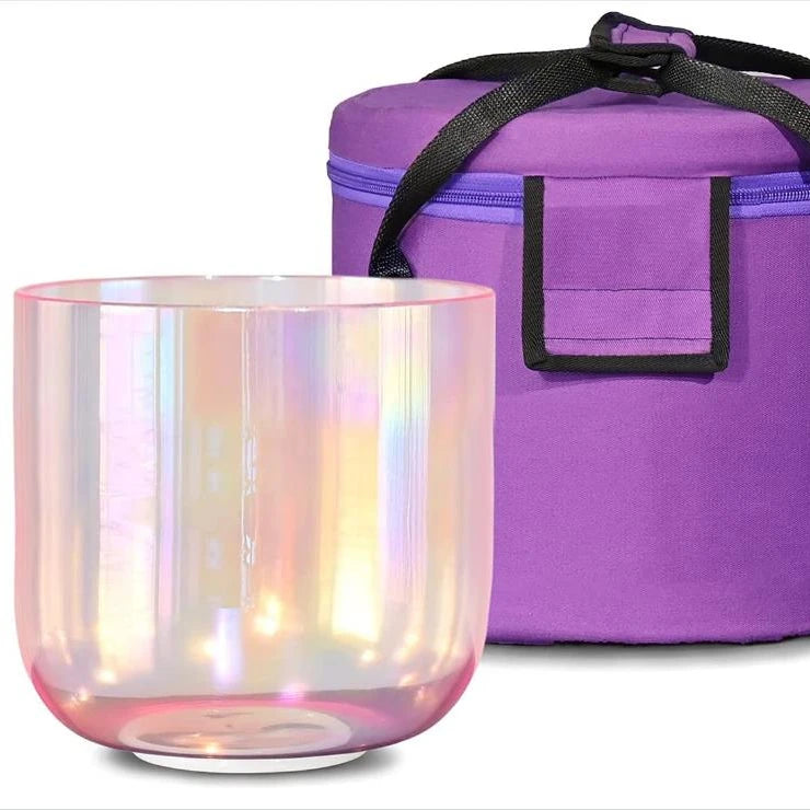 Clear Electroplated Rose Pink Pure Natural Quartz Crystal Singing Bowl Set 5inch -12inch Seven Pcs Chakra Singing Bowls